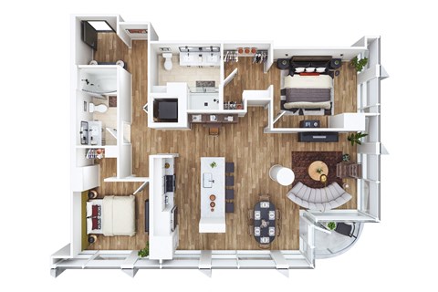Floor plan for 2 beds, 2 baths, 1172 sqft